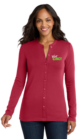 Visit Cincy LM1008 Port Authority® Women's Concept Stretch Button-Front Cardigan