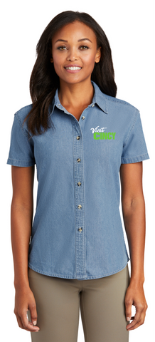 Visit Cincy LSP11 Port & Co™ Women's Short Sleeve Value Denim Shirt