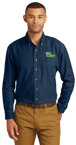 Visit Cincy SP10 Port & Co™ Long Sleeve Value Denim Shirt